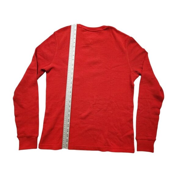 Tommy Hilfiger Men's Waffle-Knit Long-Sleeve Crewneck Pocket T-Shirt Red Small - Picture 3 of 7